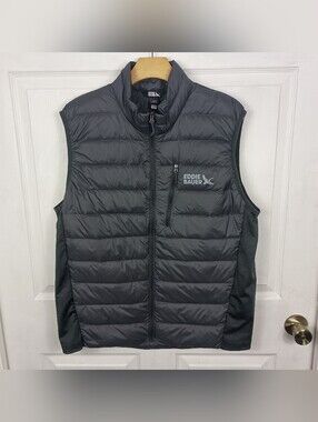 Eddie Bauer Down Puffer Vest Mens Large Gray 550 Full Zip Lightweight Packable